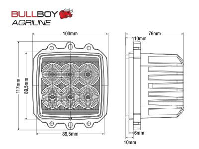 BULLBOY AGRILINE LED WORK LIGHT - FLUSH MOUNT
