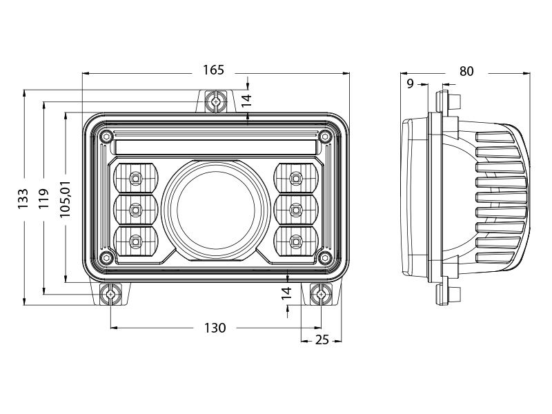 BULLBOY AGRILINE DAYTIME RUNNING LIGHT 4X6