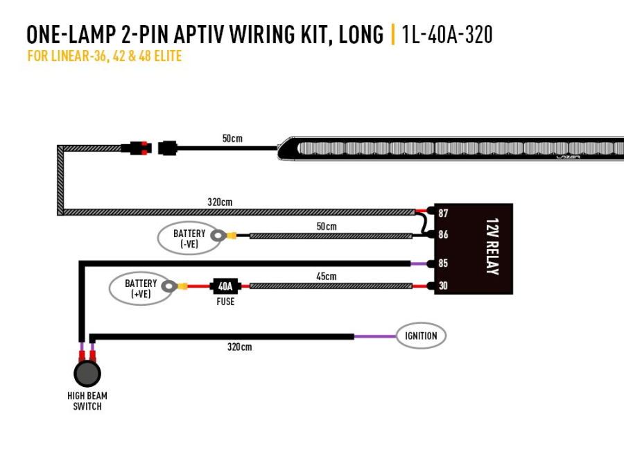 Single-Lamp Harness Kit (2-Pin, Aptiv, 12V)
